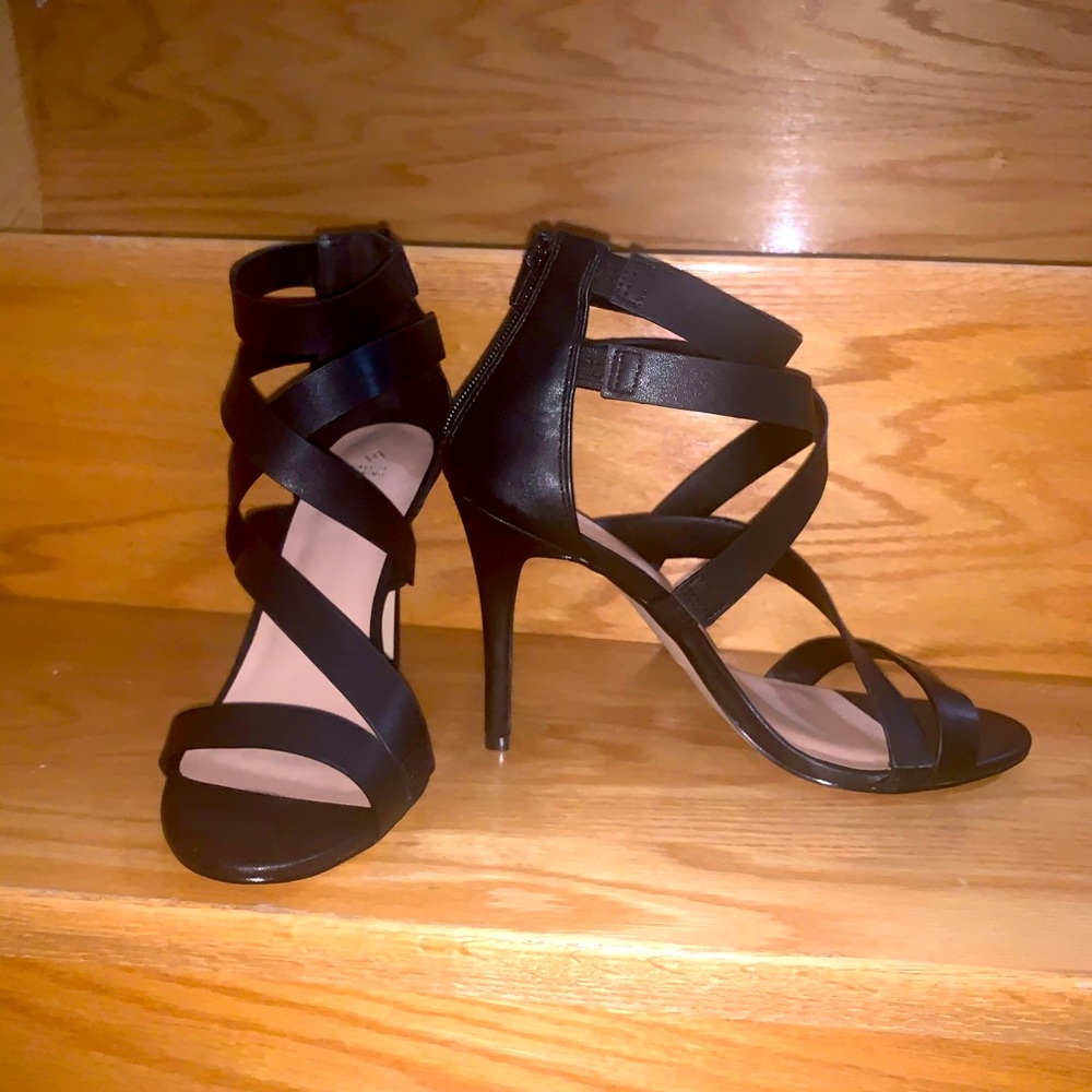 Call it spring VEGAN lace up open toe heel
